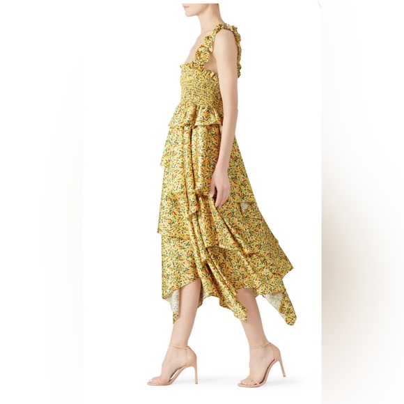 Petersyn Alcott midi dress in yellow printed crepe - Picture 3 of 6